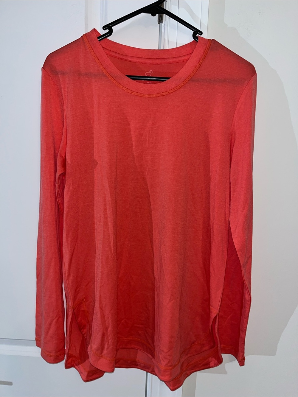 Woolx Hazel Merino Wool Blend Tunic Top Outdoor Peachy Pink Curved Hem S Shirt
